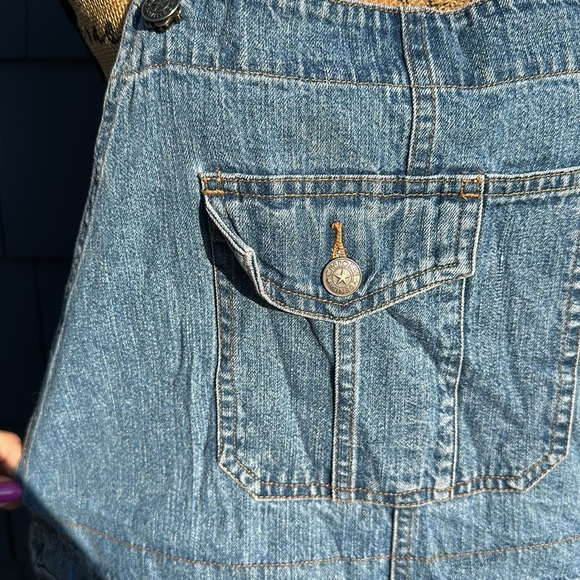 Cherokee blue denim shirt overalls XL NWOT cute boho - Picture 7 of 8